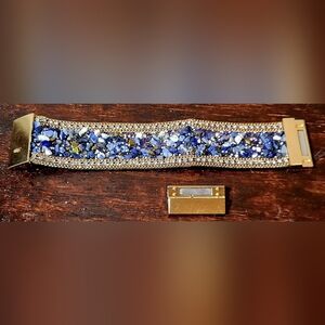 Gold and Blue Beaded Bracelet